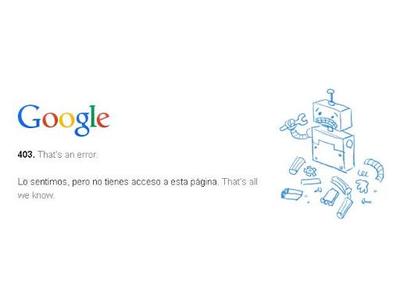 pantalla de error de google