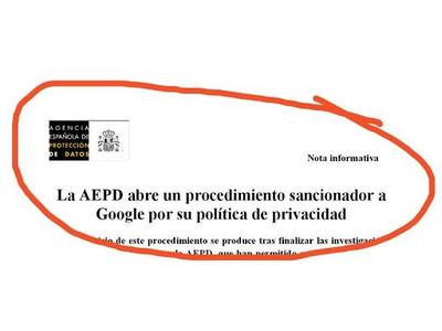 Titular sobre sanción a Google