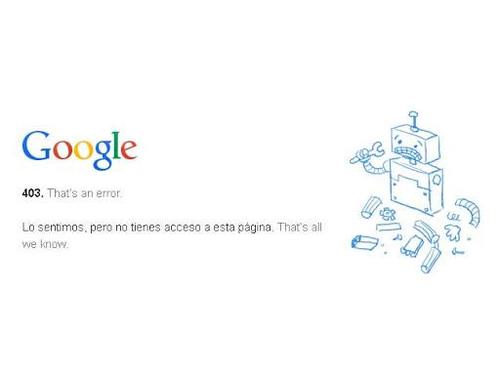 Pantalla error Google