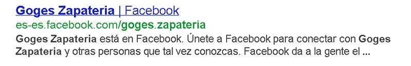 Resultado Google de Facebook