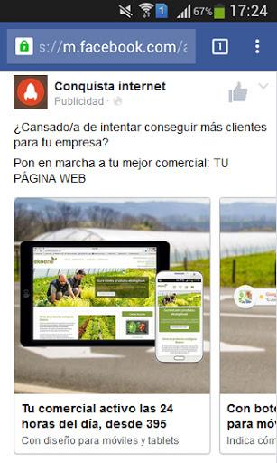 Anuncio en Facebook Conquista internet