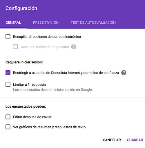 Formularios página web Conquista internet