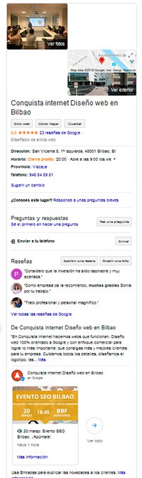 Posicionamiento Local Conquista internet Bilbao