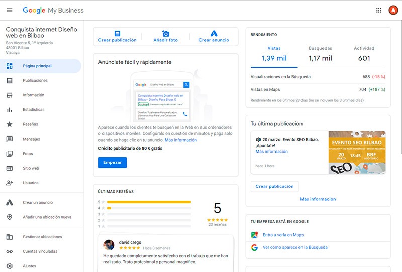 Posicionamiento Local Conquista internet Bilbao