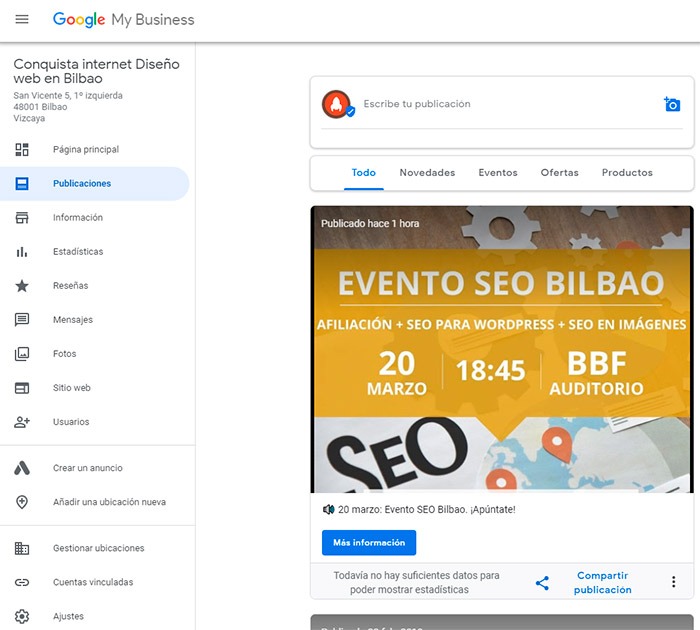 Posicionamiento Local Conquista internet Bilbao